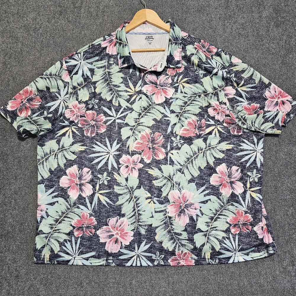Izod Saltwater Golf Performance Hawaiian Hibiscus Polo Short Mens 4XL Stretch